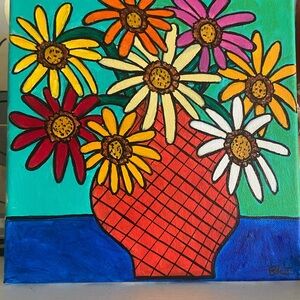 Flowers in Vase Acrylic Painting